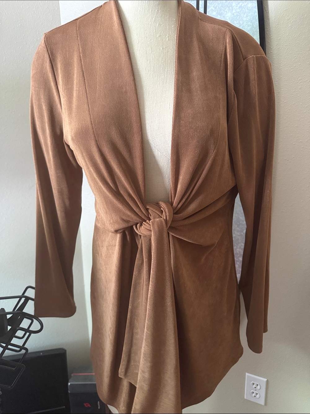 Chico's Chestnut Brown Tie-Front Blazer